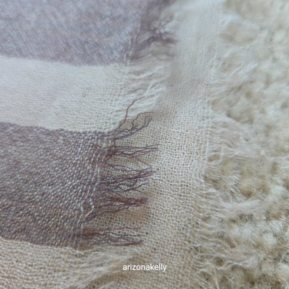 NWOT J. McLaughlin Wool & Cashmere Tissueweight Scarf Brown & Tan Stripe - Picture 7 of 13